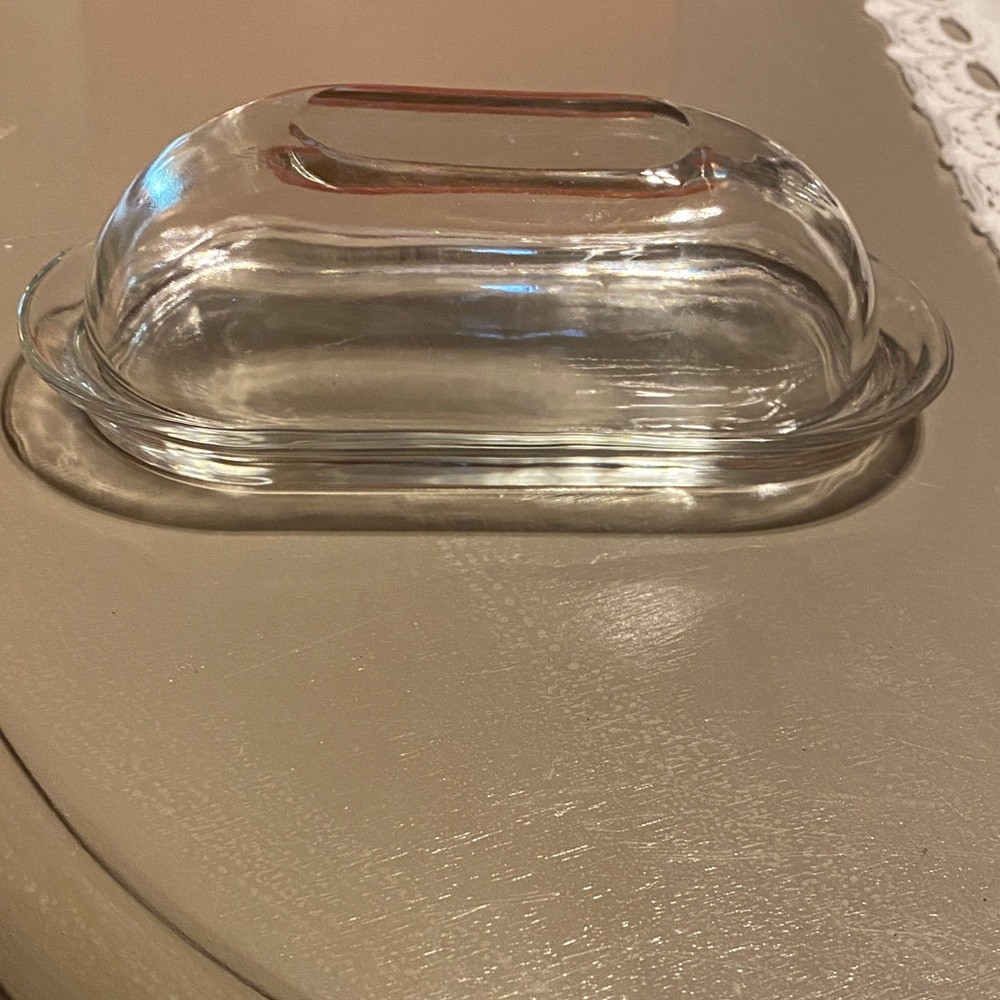 V8ntage Clear Glass Butter Dish with Lid